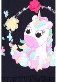 Resim Breeze Kız Çocuk Uzun Kollu Elbise Unicorn Baskılı 1.5-5 Yaş, Lacivert 