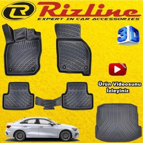 Resim Audi A3 Sedan 3D Paspas+Bagaj Havuzu 2020 Sonrası Set Rizline N11.26378 