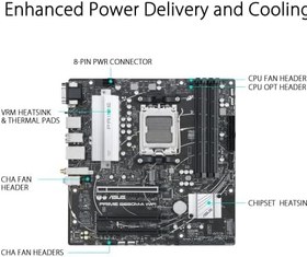 Resim ASUS PRIME B650M-A WIFI AMD B650 AM5 DDR5 6400 DP HDMI VGA Çift M2 USB3.2 AX WiFi + BT AURA RGB 2.5Gbit LAN mATX ASUS 5X PROTECTION III, BIOS Flashback 