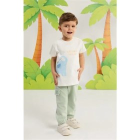 Resim Minycenter Erkek Bebek Fil Desenli Tişört 3 Ay-36 Ay Ekru 