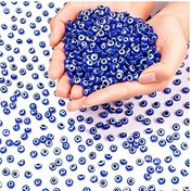 Resim Takı Yapımı için 50 adet 6/8/10/12mm Harika Mavi Nazar Boncuğu Aralık Boncukları - Negatif Enerjiyi Kovmak için Reçine Oval Boncuklar 