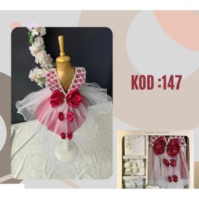 Resim VanilyaShop Kız Bebek 0-6 Ay Elbise -4'lü Mevlüt Set- Papba ,çıtçıtlı Zıbın, Saç Bandı, Dantel 