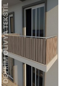 Resim Devrim Olivya Tekstil Kahve-beyaz Balkon Demiri Perdesi Ve Korkuluk Perdesi - Her Ölçüde En X Boy Seçenekli Kahverengi 