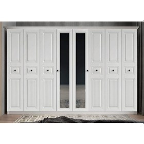 Resim Sementa Membran 8 Kapaklı Gardırop Montaj Dahil Beyaz 280 Cm 