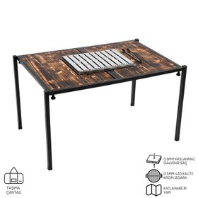 Resim Katlanabilir Mangal Masa - Krom Izgaralı - 100cm*70cm*65cm 