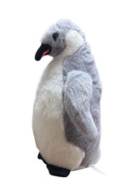 Resim Sevimli Peluş Penguen 35 Cm Uyku Arkadaşı Gri 