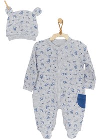 Resim Andywawa Erkek Bebek Gri Desenli Tulum Takımı Romper Set AC22148Rep 