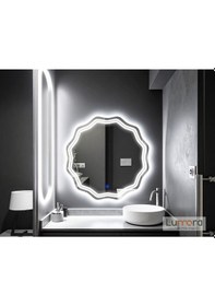 Resim Zavira Beyaz Led'li Lazer Kumlamalı Lavabo & Banyo Aynası Dokunmatik Sensörlü 80 X 80 