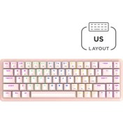 Resim Rampage Rebel Pembe Us Layout Rainbow Low Profile Red Swıtch Mekanik Gaming Oyuncu Klavye 