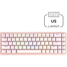Resim Rampage Rebel Pembe Us Layout Rainbow Low Profile Red Swıtch Mekanik Gaming Oyuncu Klavye 