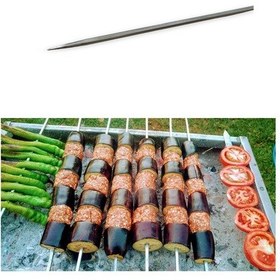 Resim Paslanmaz Çelikten Patlıcan Şiş, Krom Kare Patlıcan Şiş - 4 Adet 