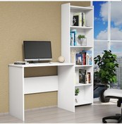 Resim Ferniso Mobilya Çalışma Masası+5 Bölmeli Kitaplık Beyaz 