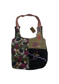 Resim Vintage Renkli Salaş Etnik Orta Boy Plaj Günlük Kadın Kol Omuz Çantası 34 Cm X 37 Cm Siyah 