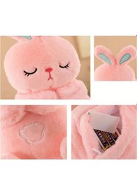 Resim Pembe Tavşan Nefes Alan Peluş Oyuncak Müzikli Uyku Arkadaşı Peluş Oyuncak 35cm Çok Renkli 