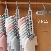 Resim 3 Adet Ağır Hizmet Tipi Katlanabilir Kıyafet Askıları, 9 Delikli Tasarım, Dayanıklı Plastik - Yatak Odası, Dolap, Gardırop İçin İdeal - Ev & Yurt İçin Yer Tasarruflu Düzenleyici, Kıyafet Askıları 