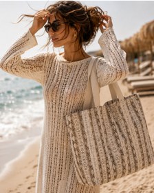 Resim MEC BAG&CO Yılan Desenli Oversize Plaj&Günlük Bez Çanta 