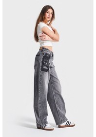 Resim Itsbasic Kadın Füme Renk 2s5-73 %100 Koton Cep Detaylı Baggy Fit Denim Jean 