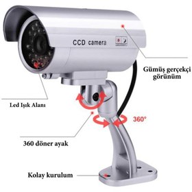Resim epazzar Sahte Güvenlik Kamerası İç Ve Dış Mekan Için %100 Gerçekçi Işıklı Sahte Kamera 