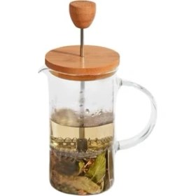 Resim Storemax Bambu Kapaklı Cam French Press – Dayanıklı Çay ve Kahve Demliği, 600 ml Şeffaf Cam, Paslanmaz Çelik Filtreli 