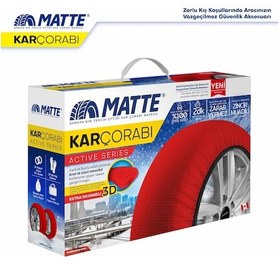 Resim Matte Active Series Oto Araba Lastik Anti Patinaj Kar Çorabı Kırmızı Xxl Standart 