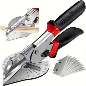 Resim Profesyonel Sınıf [Profesyonel] Çok Fonksiyonlu El Tipi Dikey Kesme Makası - Hassas Açılı Kesimler için Ayarlanabilir 45° ila 135°, Dayanıklı Karbon Çelik ile Cilalı Yüzey, Plastik, PVC, Kalıplama, Süsleme ve Hava Geçirmezlik için İdeal, Değiştirilebilir Bıçaklar Dahil, Hassas Açılı Kesimler | Cilalı Yüzeyli Makaslar | Karbon Çelik Bıçaklar 