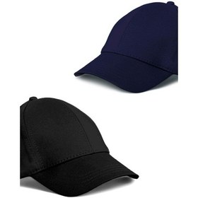 Resim Unisex Siyah Ve Lacivert Rengi 2'li Beyzbol Şapka Seti - Unisex Siyah - Lacivert 