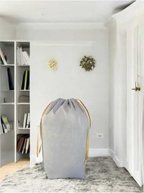 Resim Gri Büzgülü Hurç Large 72X62 Cm - Taşınma Çantası - Yorgan Yastık Çamaşır Saklama Torbası 