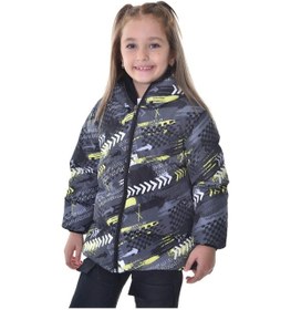 Resim Spor Kız Çocukdijital Desen Polar Su Ve Rüzgar Geçirmez Kapüşonlu Şişme Mont-124 Sarı 