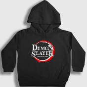 Resim Unisex Çocuk Siyah Logo İblis Avcısı Anime Demon Slayer Kimetsu No Yaiba Kapüşonlu Sweatshirt 