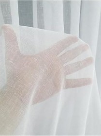 Resim Ekru Renk Naturel Keten Görünümlü Tül 1 3 Sık Pileli Ağır Gramajlı Kırışmaz,Ekru 400 X 270 