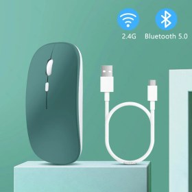 Resim Sneezy Apple Macbook Şarj Edilebilir Sessiz Mouse Bluetooth + 2.4Hz Wifi Kablosuz Mouse Fare 