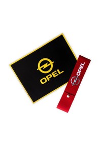 Resim Opel Logolu Torpido Üstü Kaydırmaz Ped & Tampon Çeki İpi - İkili Araç Aksesuar Set Siyah - Kırmızı 