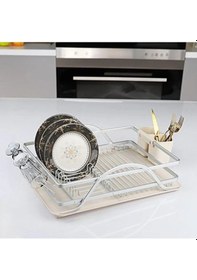 Resim Deco Alüminyum Bulaşıklık Paslanmaz Bardak Tabak Kurutma Sepeti Gümüş 