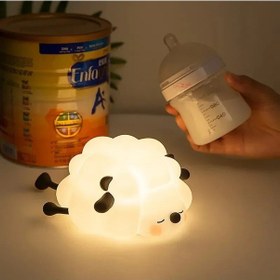 Resim Çocuklar İçin Led Gece Lambası Squishy Yenilik Lamba 3 Seviye Kısılabilir Kreş Sheep-black Siyah 