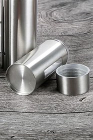 Resim Mat Çelik 3 Parça Tuzluk Karabiberlik Standlı Baharatlık Set cin972 