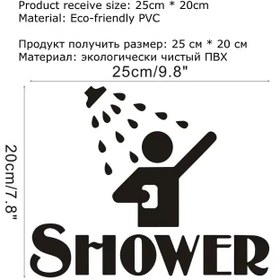 Resim Banyo Kapı Sticker Modelleri | SHOWER Yazılı Dekoratif Süs 