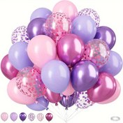 Resim 45 Adet Pembe Mor Konfeti Lateks Balonlar, Düğün Dekorasyonu, Doğum Günü Partisi Dekorasyonu, Yıldönümü Dekorasyonu, Mezuniyet Dekorasyonu, Tatil Dekorasyonu, Anneler Günü Dekorasyonu, İç ve Dış Mekan Dekorasyonu, Ev Dekorasyonu, Oda Dekorasyonu 