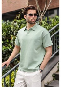Resim Madmext Mint Yeşili Polo Yaka Oversize Erkek Tişört E7185 
