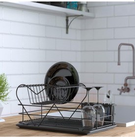 Resim Teknotel Iki Katlı Kalpli Tabaklık Bulaşıklık Mat Siyah Kb011 Çok Renkli 