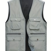 Resim Erkekler için Çoklu Cepli Hafif Kolsuz Yelek - Yürüyüş, Balıkçılık ve Fotoğrafçılık için Rahat Yazlık Dış Mekan Ekipmanı, Nane Yeşili, Fermuarlı Tasarım, Dayanıklı Kumaş, Açık Hava Maceraları için İdeal, Macera Giyim | Önü Fermuarsız Kapama, Kamp Ekipmanları 