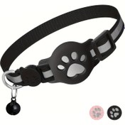 Resim 1 adet AirTag Kedi Kolyesi, Çan ve Yansıtıcı Çizgilerle, Ayarlanabilir 17.78-30.48cm Çıkarılabilir Tasarım, Güvenlik Tokası, Pet Malzemeleri, Hediyeler, Pil Olmadan 