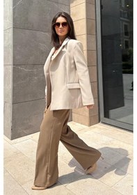 Resim Madmext Taş Rengi Astarlı Kadın Blazer Ceket Mg2508 Taş Rengi 
