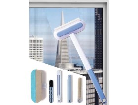 Resim CoverZone 4in1 Arada Portatif Saplı Cam ve Yüzey Temizleyici – Kauçuk Bıçaklı, Evcil Hayvan Tüyü Toplayıcı, Fayans Fırçası ve Çekçek Fonksiyonlu Çok Amaçlı Temizlik Aracı | T10 