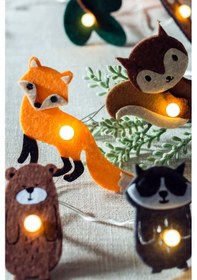 Resim Sonbahar Konseptli Orman Hayvanları Led Işık 