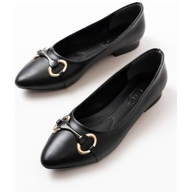 Resim İnf-129 Siyah Günlük Taş Aksesuarlı Babet Beyaz 