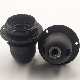 Resim Retro Vitrini Dekoratif Plastik E-27 Yarım Dişli Halkalı Geçmeli Duy Siyah (2 Adet) 