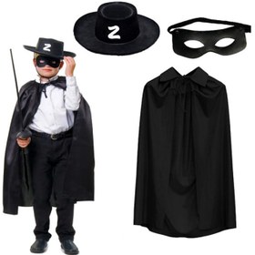 Resim Zorro Pelerin Şapkası ve Maske Seti Çocuk Boy 
