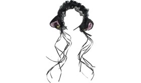 Resim Guangdong Spirit Cosplay: Dantel Kedi Kulakları Kafa Bandı ve Kurdele - Siyah 