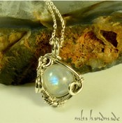 Resim mba handmade jewelry Doğal Gerçek Işıltılı Aytaşı Kristali 925 Ayar Gümüş Kolye + 925 Ayar 50 Cm Zincir 