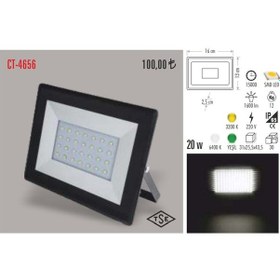 Resim Cata Ct-4656 20 Watt Slim Led Projektör Beyaz Işık N11.560 